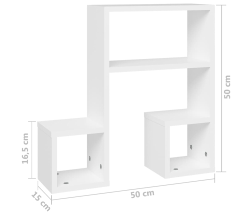 Estantes de pared 2 uds madera contrachapada blanco 50x15x50 cm