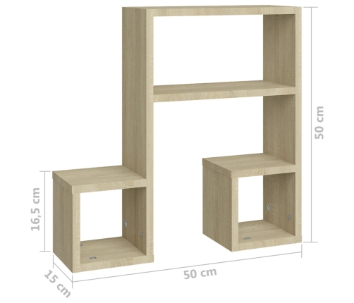 Estantes de pared 2 uds contrachapado roble Sonoma 50x15x50 cm