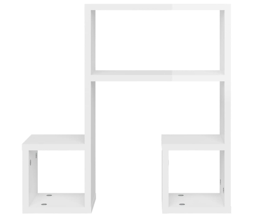 Estantes de pared 2 uds contrachapado blanco brillo 50x15x50 cm