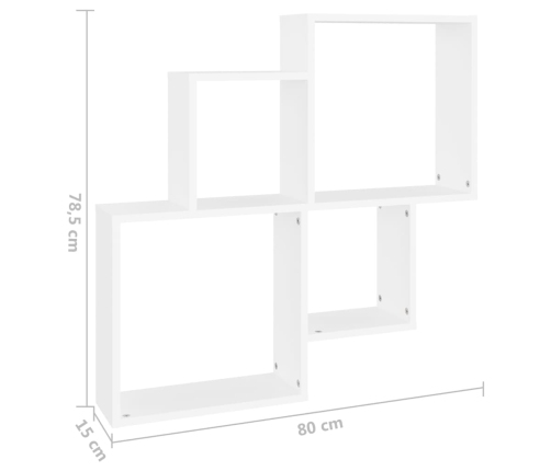 Estante de cubo pared madera contrachapada blanco 80x15x78,5 cm