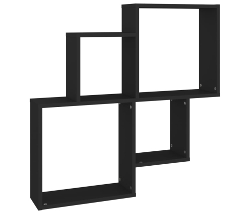 Estante cubo de pared madera contrachapada negro 80x15x78,5 cm