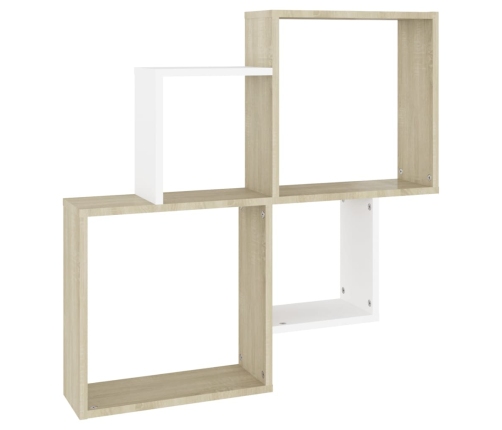 vidaXL Estante cubo de pared contrachapado blanco y roble 80x15x78,5cm