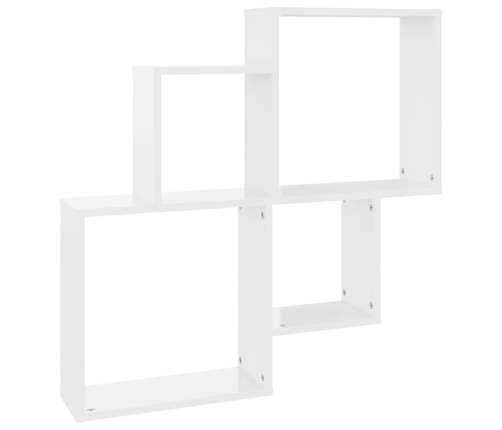 Estante cubo de pared contrachapado blanco brillo 80x15x78,5 cm