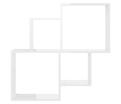 Estante cubo de pared contrachapado blanco brillo 80x15x78,5 cm