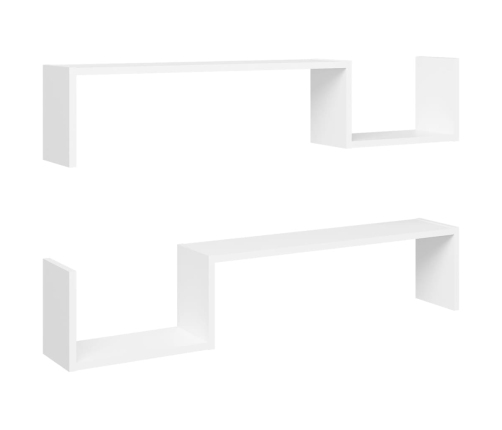 vidaXL Estantes de pared 2 uds madera contrachapada blanco 100x15x20cm