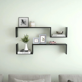 Estantes de pared 2 uds madera contrachapada negro 100x15x20 cm
