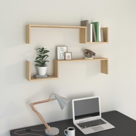 Estantes de pared 2 uds madera de ingeniería roble 100x15x20 cm