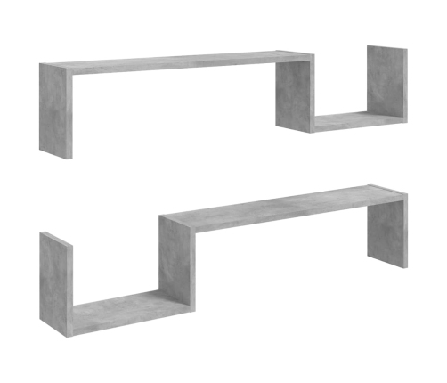 vidaXL Estantes de pared 2 uds madera de ingeniería gris 100x15x20 cm