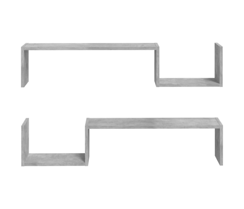 Estantes de pared 2 uds madera de ingeniería gris 100x15x20 cm