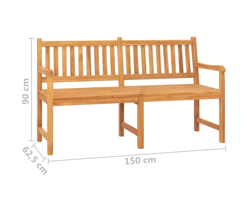 Banco de jardín 3 plazas con mesa madera maciza de teca 150 cm