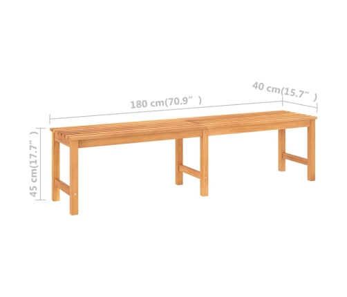 Banco de jardín de madera maciza de teca 180 cm