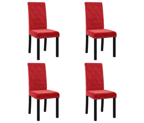 Sillas de comedor 4 unidades terciopelo rojo vino tinto