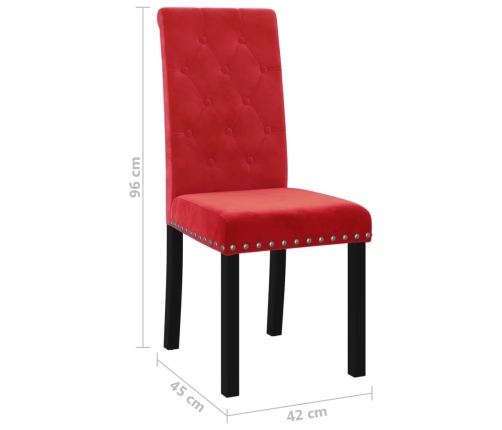 Sillas de comedor 4 unidades terciopelo rojo vino tinto
