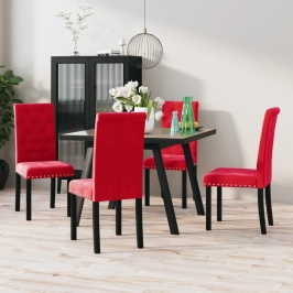 Sillas de comedor 4 unidades terciopelo rojo vino tinto