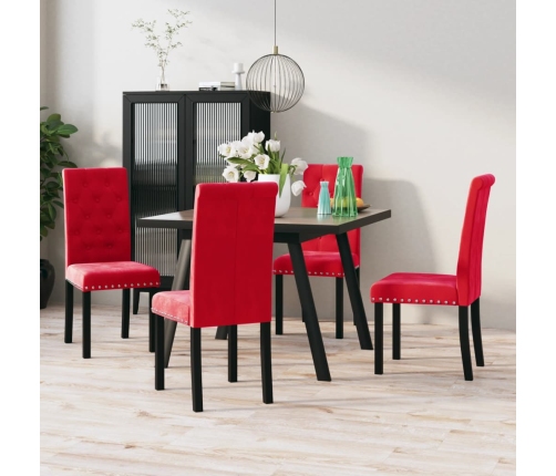 Sillas de comedor 4 unidades terciopelo rojo vino tinto