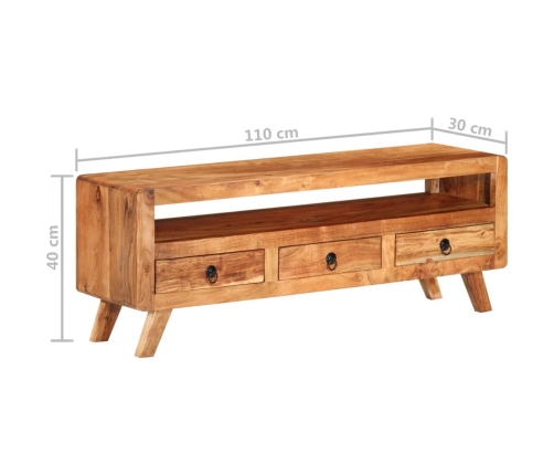 Mueble de TV de madera maciza de acacia 110x30x40 cm