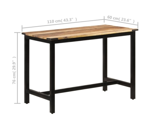 Mesa de comedor madera maciza de mango 110x60x76 cm