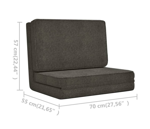 Silla de suelo plegable de tela gris oscuro