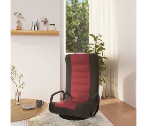 Silla de suelo giratoria de tela negro y rojo vino tinto