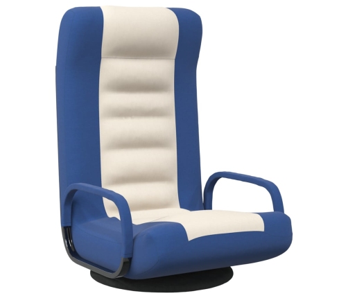 Silla de suelo giratoria de tela azul y crema