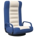 Silla de suelo giratoria de tela azul y crema