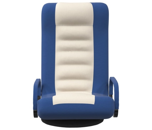 Silla de suelo giratoria de tela azul y crema