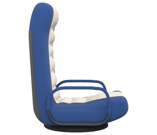 Silla de suelo giratoria de tela azul y crema