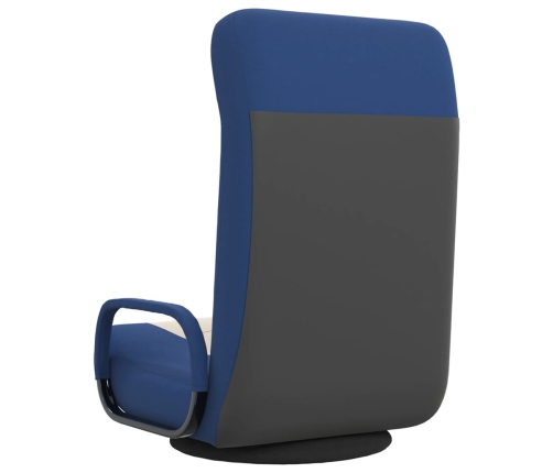 Silla de suelo giratoria de tela azul y crema