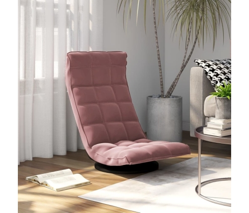 Silla de suelo giratoria de terciopelo rosa