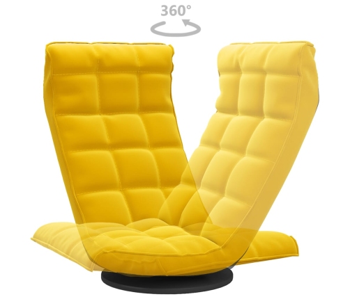 Silla de suelo giratoria de terciopelo amarillo