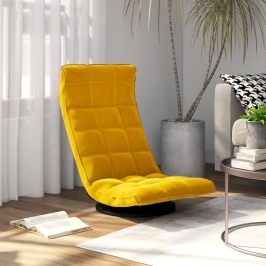 Silla de suelo giratoria de terciopelo amarillo