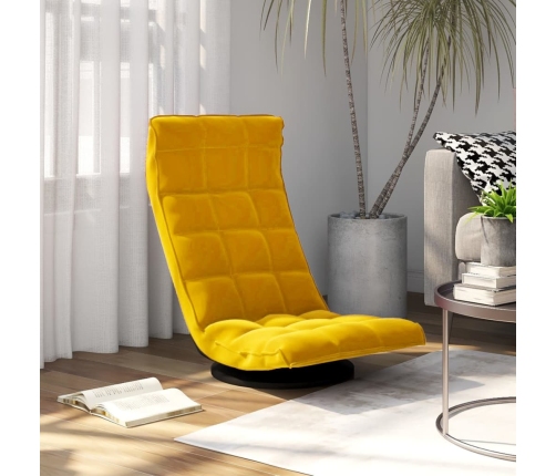 Silla de suelo giratoria de terciopelo amarillo