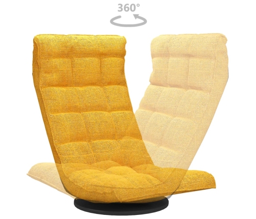 Silla de suelo giratoria de tela amarillo mostaza