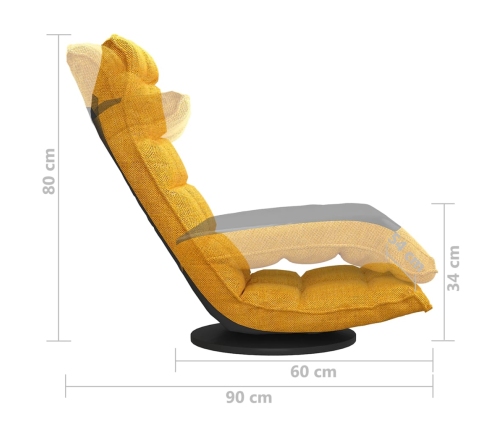 Silla de suelo giratoria de tela amarillo mostaza