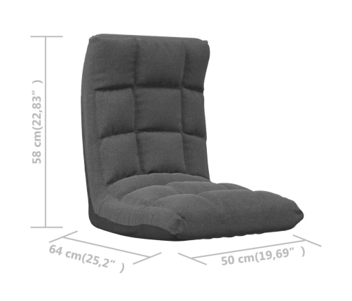 Silla de suelo plegable de tela gris oscuro