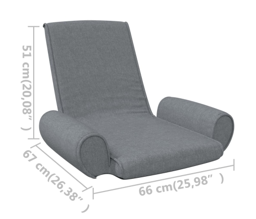 Silla de suelo plegable de tela gris claro