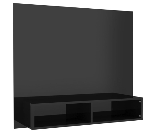 vidaXL Mueble TV de pared contrachapado negro brillante 102x23,5x90 cm