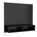 vidaXL Mueble TV de pared contrachapado negro brillante 102x23,5x90 cm