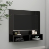 Mueble TV de pared contrachapado negro brillante 102x23,5x90 cm