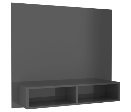 Mueble TV de pared contrachapado gris brillante 102x23,5x90 cm