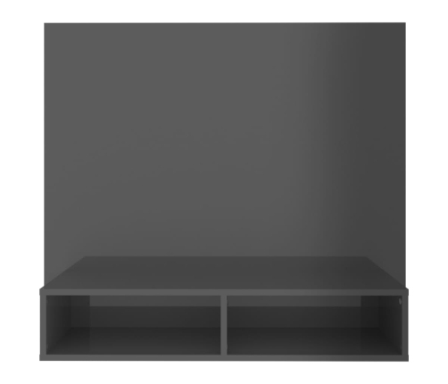 Mueble TV de pared contrachapado gris brillante 102x23,5x90 cm