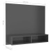 Mueble TV de pared contrachapado gris brillante 102x23,5x90 cm