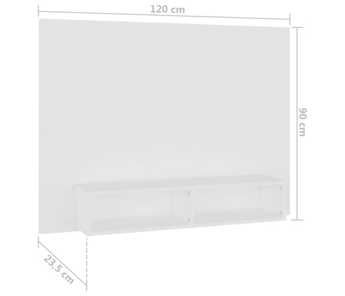 Mueble de TV de pared madera contrachapada blanco 120x23,5x90cm