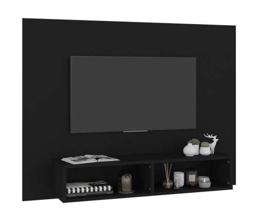 Mueble de TV de pared madera contrachapada negro 120x23,5x90 cm