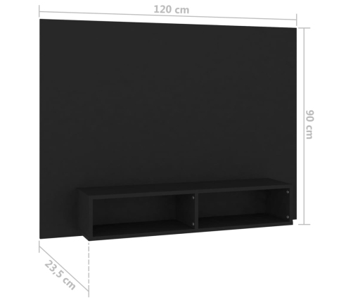 Mueble de TV de pared madera contrachapada negro 120x23,5x90 cm