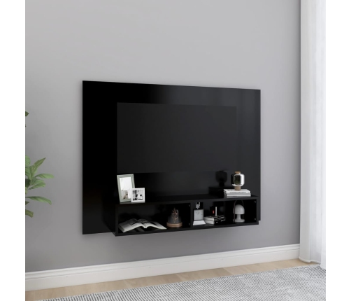 Mueble de TV de pared madera contrachapada negro 120x23,5x90 cm