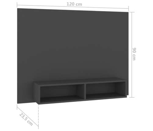 Mueble de TV de pared madera contrachapada gris 120x23,5x90 cm