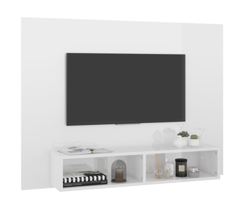 Mueble TV de pared contrachapado blanco brillante 120x23,5x90cm