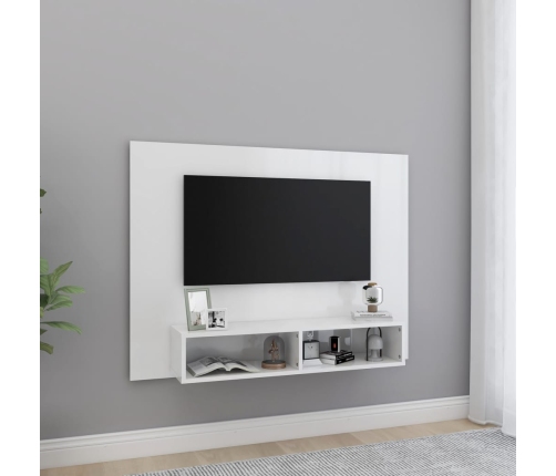 Mueble TV de pared contrachapado blanco brillante 120x23,5x90cm