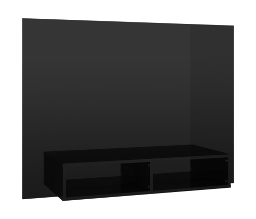 Mueble TV de pared contrachapado negro brillante 120x23,5x90 cm